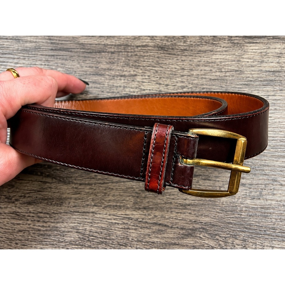 Torino Mens Aniline Veal Leather Dress Belt 5456 Brown 36 Made in USA